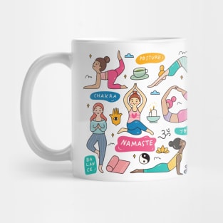 Cute Yoga Girl Doodle Art Mug